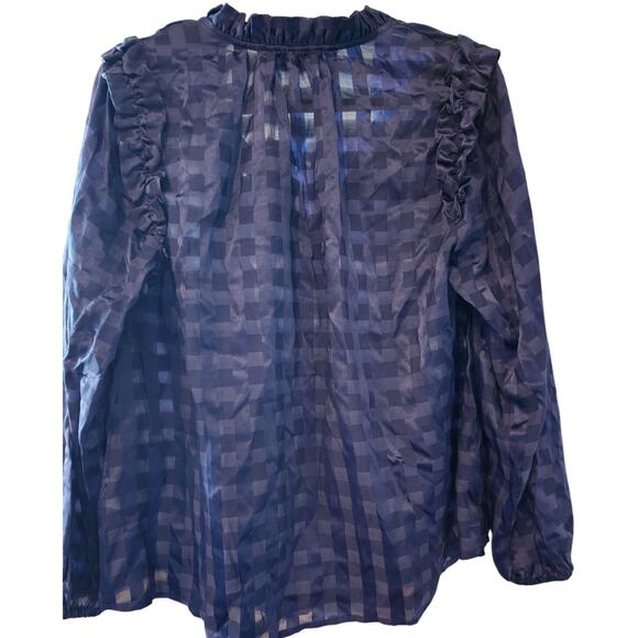 Vineyard Vines Size Medium Popover Check Ruffle in Deep Bay NWT - Picture 2 of 5